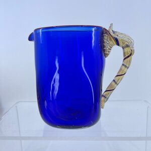 michael sosin pinzette glassworks handblown cobalt blue glass pitcher